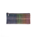 Vinyl woven Chilewich Pencil Case in random plaid created by weaving 14 different colors.