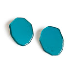 Reverberation Earrings; transparent electric blue lucite earrings, hand made into ovals.