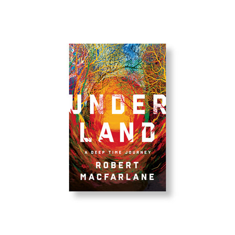 Book cover with illustration of a receding tunnel of soil and tree branches rendered in psychedelic colors splicing the title in white letters in the center