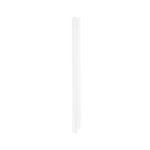 A white straw lays vertically on a white surface.