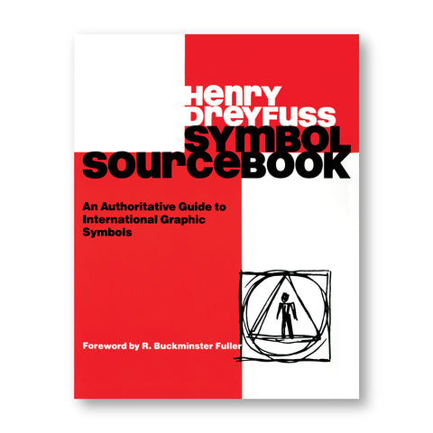 Red and white color-blocked book cover with large title text and a sketched line drawing of a figure inside a triangle inside a circle inside a square.