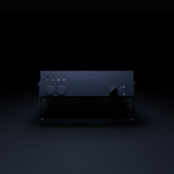 black electronic device with control knobs on a dark background

