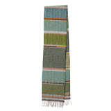Woven scarf with a striped pattern on a white background