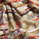 Close-up of patterned fabric with multicolor stripes
