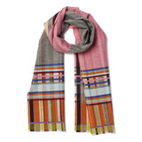 Multicolored plaid scarf on a white background