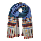 Multicolored plaid scarf on a white background