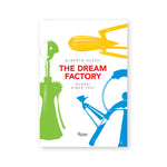 White book cover featuring three single-color images of Alessi products: a green anthropomorphic corkscrew, a blue kettle with a bird-shaped whistle, a yellow space-age lemon juicer. Red title text at center.