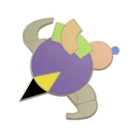 Colorful pin with a combination of geometrical forms. 