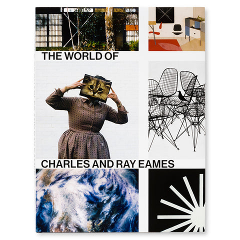 Book cover with a grid of images of furniture photography and graphic design with white grid between the images that includes the title in black sans serif letters