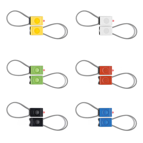A photo of 6 pair bookman bike lights against a white backdrop.