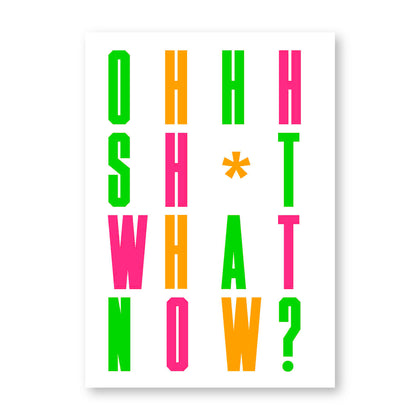 White book cover with tiled title in tall bold letters in lime orange and magenta