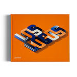 Bright orange horizontal book cover with the words "Los Logos" diagonally placed in an intertwined font colored in orange blue and white