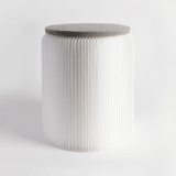 A GIF showing how to assemble the pleated accordian Softseat Stool