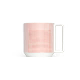Porcelain mug featuring a modern grid textile-inspired graphic, matte exterior.