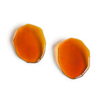 Reverberation Earrings; transparent amber  lucite earrings, hand made into ovals