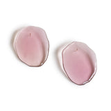 Reverberation Earrings; transparent mauve lucite earrings, hand made into ovals.