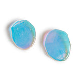 Reverberation Earrings; transparent iridescent lucite earrings, hand made into ovals.  