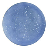 Light blue colored large platter with white rain drop detailing across its surface.