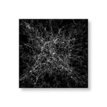 A poster features an image of a model of the galaxy. On a black background, clusters of stars are visible throughout