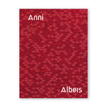 A cover with a rhythmic pattern of  intersecting and overlapping triangles in complementary shades of red, plum and pink. Anni is spelled in white letters in the upper right and Albers in the lower left, sans serif. 