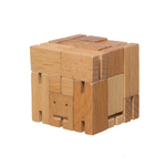 Natural wood Micro Cubebot folded into its cube form.