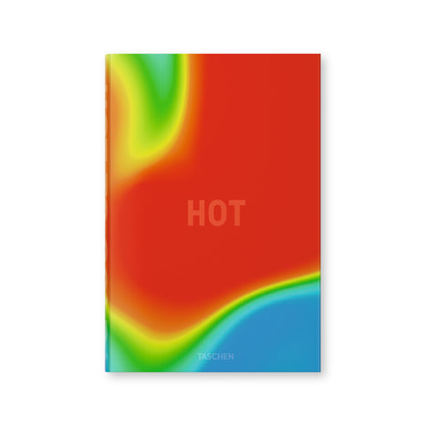 The cover of Big: Hot to Cold, published by Taschen. The book features a fiery red center with the two corners of the book glaring out to blue mimicking a thermochromic surface.