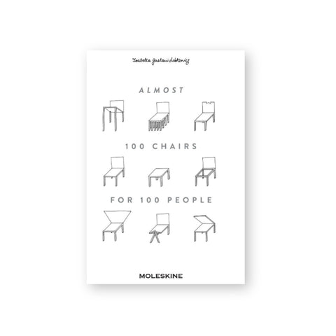 White book cover with nine loosely sketched chairs interlaced with book title