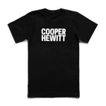 Black logo t-shirt with bold white text that reads 'COOPER HEWITT'