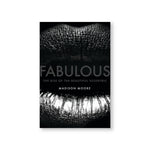 Book cover with over scaled black and white photograph of lips surrounding title in gray 