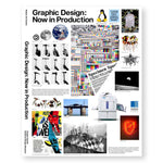 White book cover with dense grid of colorful graphic design pieces and design objects. Title in upper right in black sans serif letters. Orange field to right with prize information not on actual cover.