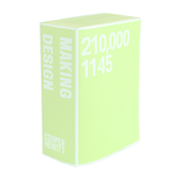Faintly yellow glow in the dark book cover with white borders. "Making Design" in white san serif font on thick spine and "210,000" and "1145" on front cover