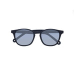 Wide frame square sunglasses in dark navy blue.