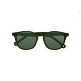 Wide frame square sunglasses in dark forest green.