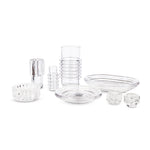 Family of bulbous, ridged glass vases, and bowls in various sizes and forms.
