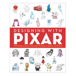 White book cover with colorful illustrations of pixar characters and a red band with white title bisecting the middle